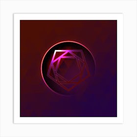 Geometric Neon Glyph on Jewel Tone Triangle Pattern 294 Art Print