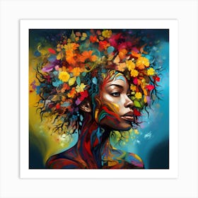 African Woman With Colorful Hair 3 Art Print