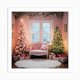 Pink Christmas Room 10 Art Print