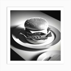 Black And White Burger 1 Art Print