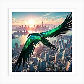 Parrot Flying Over City 1 Art Print