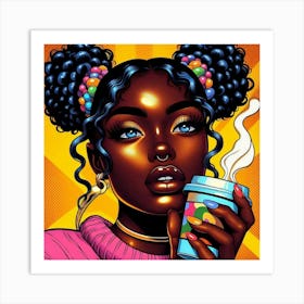 Pop Girl Drinking Coffee Art Print