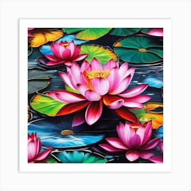 Lotus Flower Painting 4 Art Print