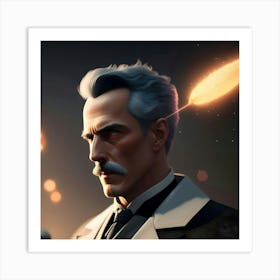 Portrait Of Tesla Art Print