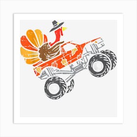 Thanksgiving Turkey Riding Monster Truck Boys Kids Toddlers Art Print