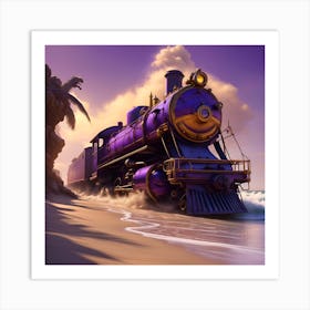 Locomotive Along The Beach Art Print