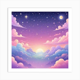 Sky With Twinkling Stars In Pastel Colors Square Composition 294 Art Print