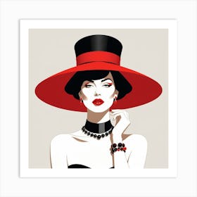 Woman In A Red Hat Art Print