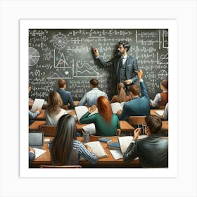 Intellectual Pursuit Wall Print Art A Dynamic And Inspiring Depiction Of Academic Engagement, Perfect For Highlighting The Pursuit Of Knowledge In Any University Setting Art Print