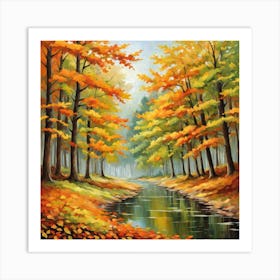 Forest In Autumn In Minimalist Style Square Composition 15 Art Print