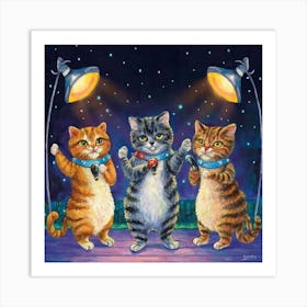 Karaoke Cats Nightly Serenade Print Art Serenade Cat Lovers With Our Karaoke Cats Nightly Serenade Print Art! Envision Cats With Microphones And Spotlights Art Print