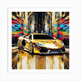 Gold Lamborghini 1 Art Print