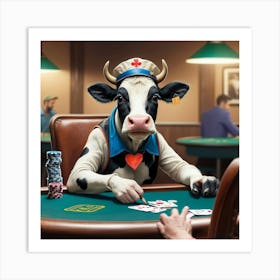 Cow Playing Poker 2 Art Print