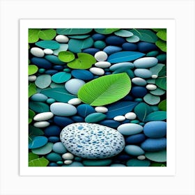 Pebbles And Leaves Art Print