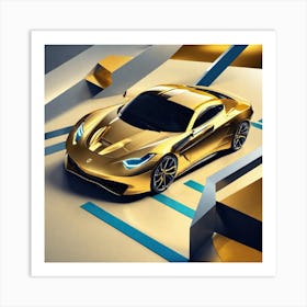 Golden Ferrari 4 Art Print