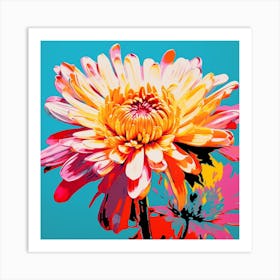Andy Warhol Style Pop Art Flowers Chrysanthemum 1 Square Art Print