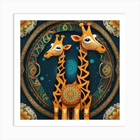 Giraffes In A Circle Art Print