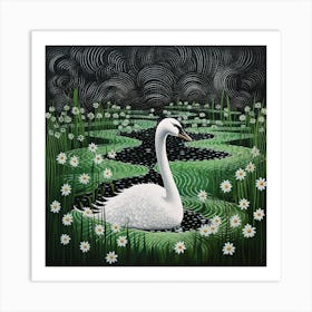 Ohara Koson Inspired Bird Painting Swan 2 Square Art Print