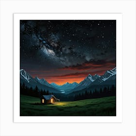 Leonardo Lightning A Night In The Mountains Art 3 Art Print