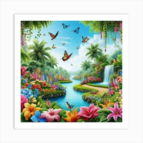 Butterflies In The Garden Art Print