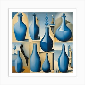 Blue Bottle Collection - Abstract 534 Art Print