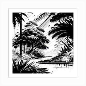 Jungle In Black And White Art Print