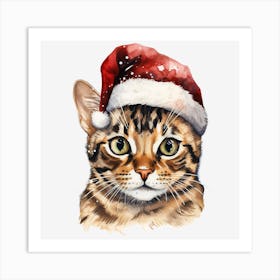 Bengal Cat In Santa Hat 9 Art Print