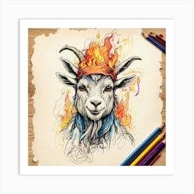 Goat On Fire 19 Art Print