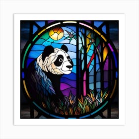 Panda, stained glass, rainbow colors Art Print