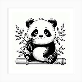 Line Art panda 2 Art Print