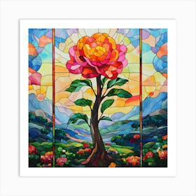 Flowers Stained Glass Sublimation 8 Art Print