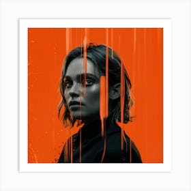 Girl In The Orange Dress Art Print