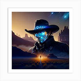 Cowboy In The Desert Art Print