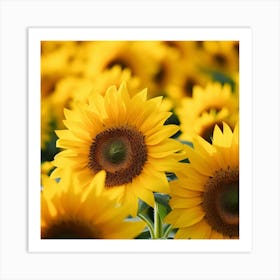 Sunflowers In The Field Photo 1 Art Print