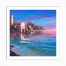 Lighthouse At Sunset Art Print