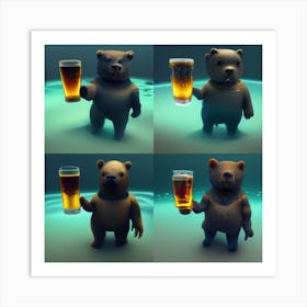 Bears Holding Beer Art Print