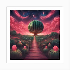 The Stars Twinkle Above You As You Journey Through The Watermelon Kingdom S Enchanting Night Skies, (1) Art Print