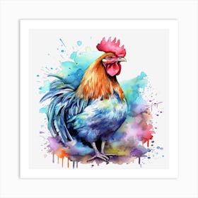 Rooster Watercolor Painting 3 Poster