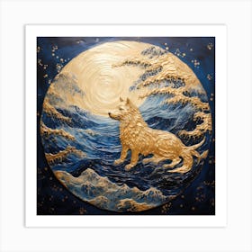 Wolf In The Moonlight Art Print