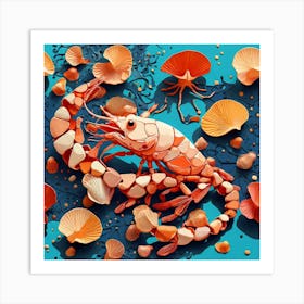 3d Illustration Of A Shrimp Art Print