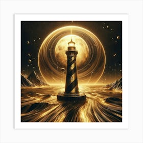 Golden Lighthouse 2 Art Print