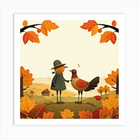 An Endearing Cartoon Character Of A Pilgrim Bird Typically Found Around A Thanksgiving Feast Situa (2) 2 Art Print