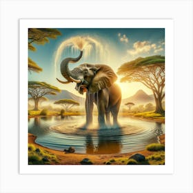 Elephant In The Savannah Art Print