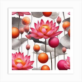 Lotus Flower Seamless Pattern 1 Art Print