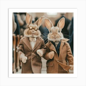 Easter Sunday Celebration With Easter Rabbits Gay Wedding Art Print