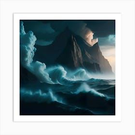 Boat In The Furious Ocean (34) Art Print