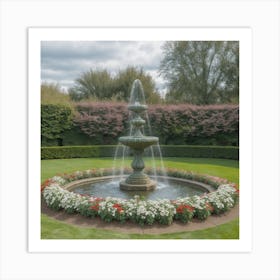 Fountain In A Garden 1 Art Print