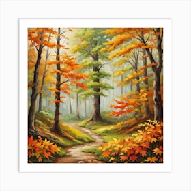 Forest In Autumn In Minimalist Style Square Composition 150 Art Print