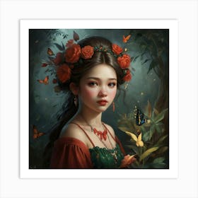 Girl In The Forest Art Print