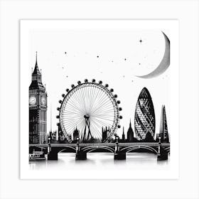 London Skyline London England Architecture Drawing Art Print